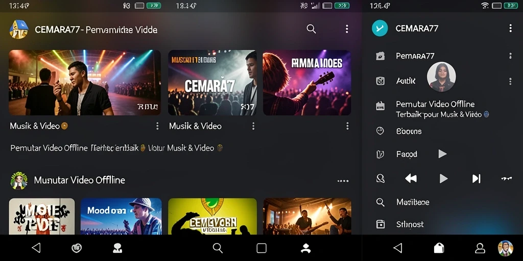 Antarmuka CEMARA77 yang sederhana dan menarik untuk Pemutar Video Offline.