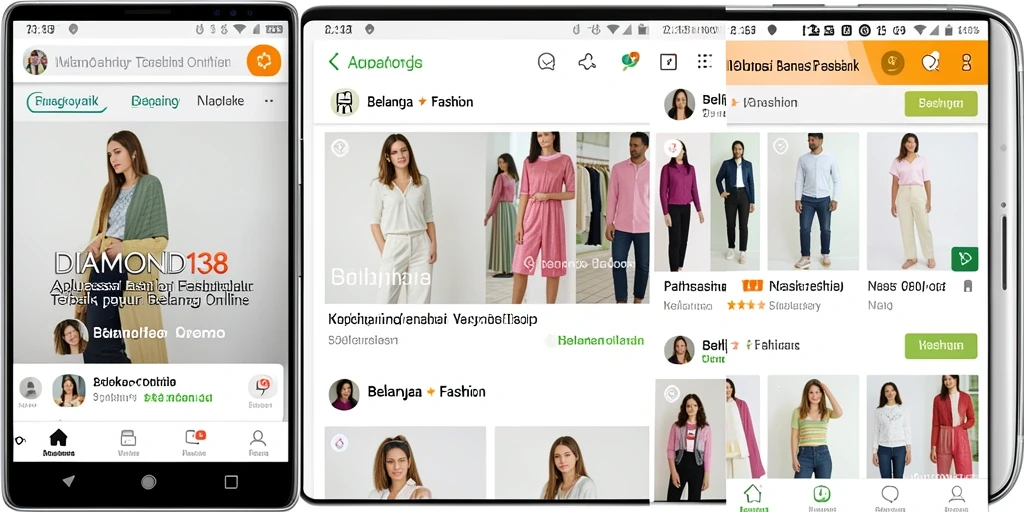 Antarmuka aplikasi DIAMOND138 yang menarik dengan koleksi fashion modern.