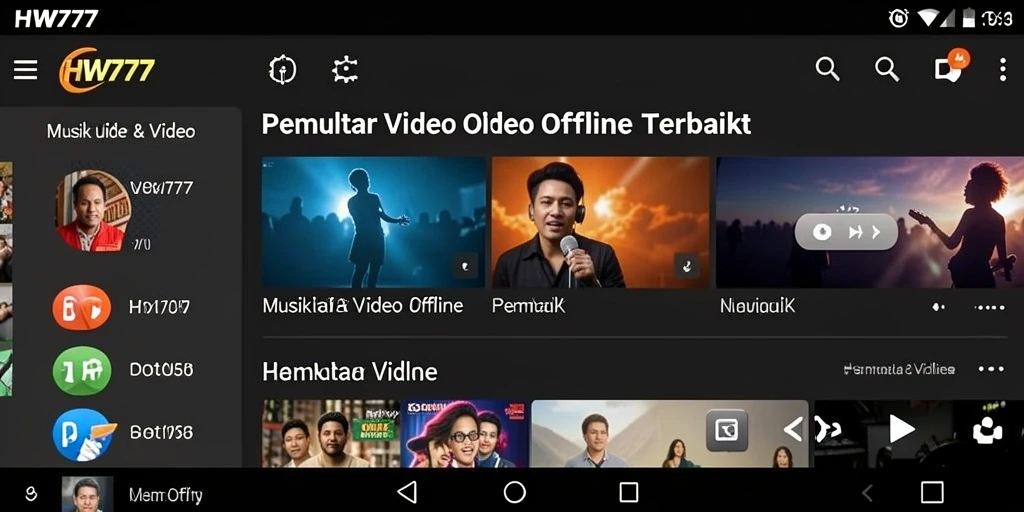 Tampilan antarmuka HW777 yang sederhana dan menarik untuk Pemutar Video Offline.