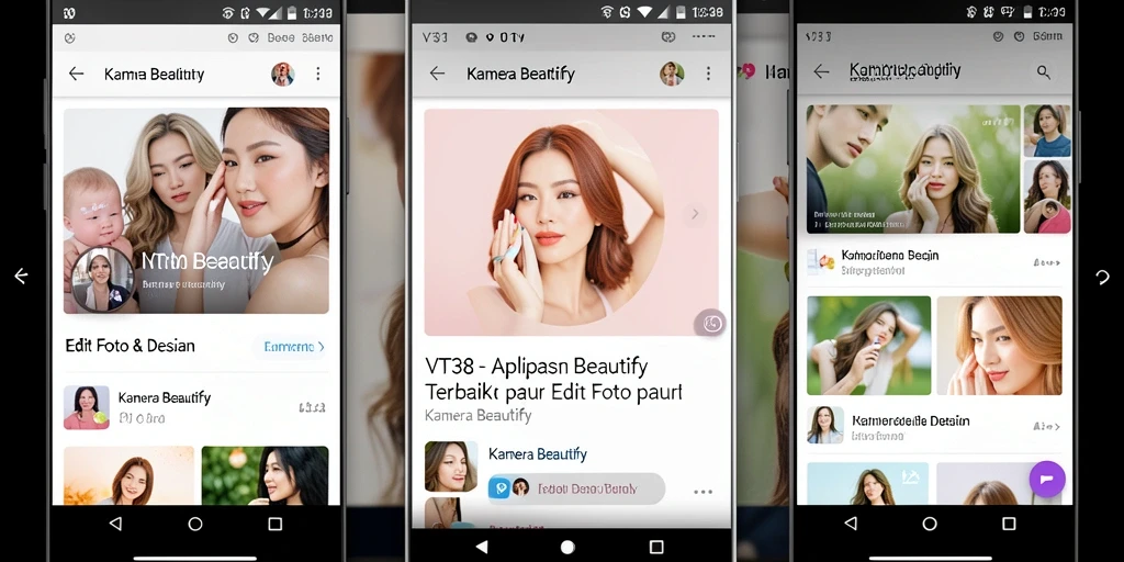 Screenshot utama VT38 menunjukkan antarmuka pengguna aplikasi Kamera Beautify.